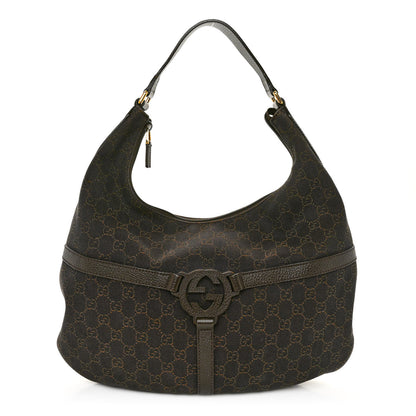 Gucci Canvas GG Reins Hobo Brown Black 1 of 10