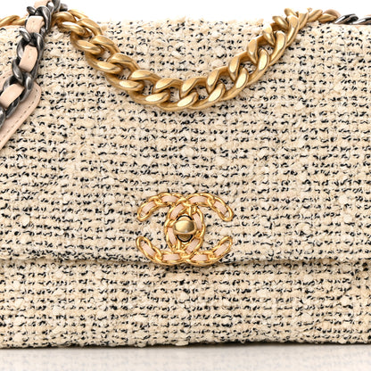 Chanel Tweed Quilted Medium Chanel 19 Flap Ecru Black 8 of 11