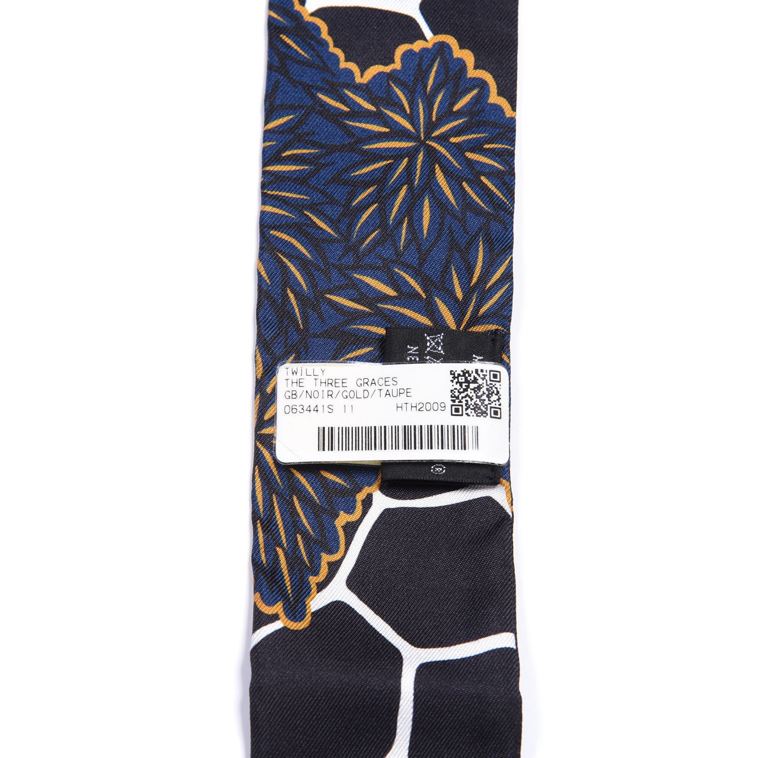 Hermes Silk Three Graces Twilly Black Gold Taupe 4 of 4