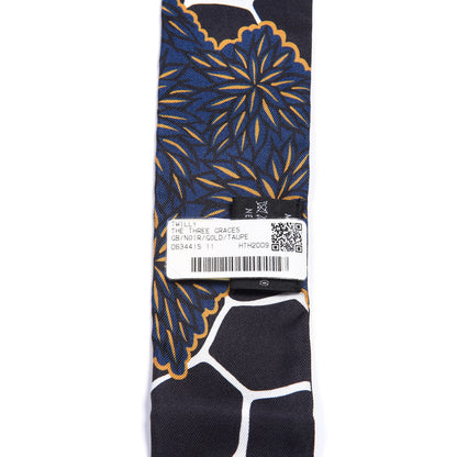 Hermes Silk Three Graces Twilly Black Gold Taupe 4 of 4