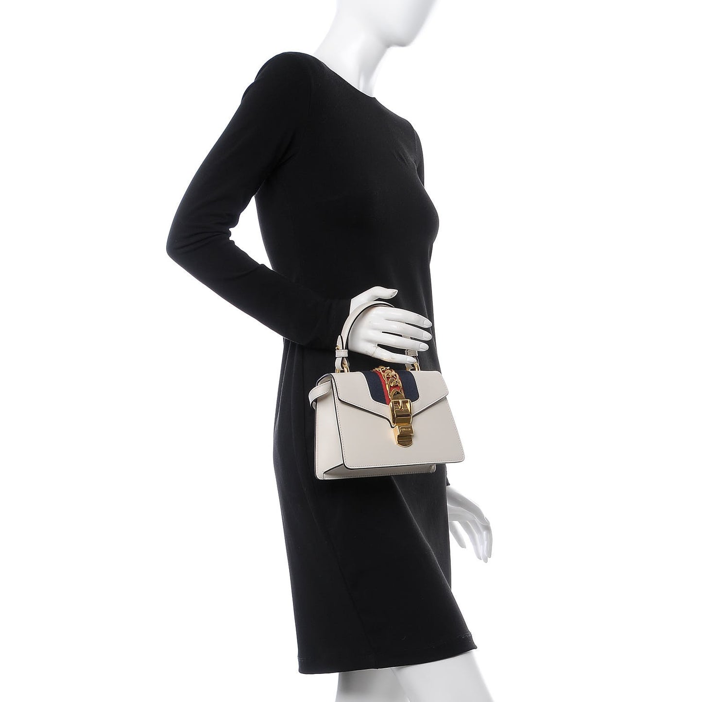 Calfskin Mini Sylvie Top Handle Bag White