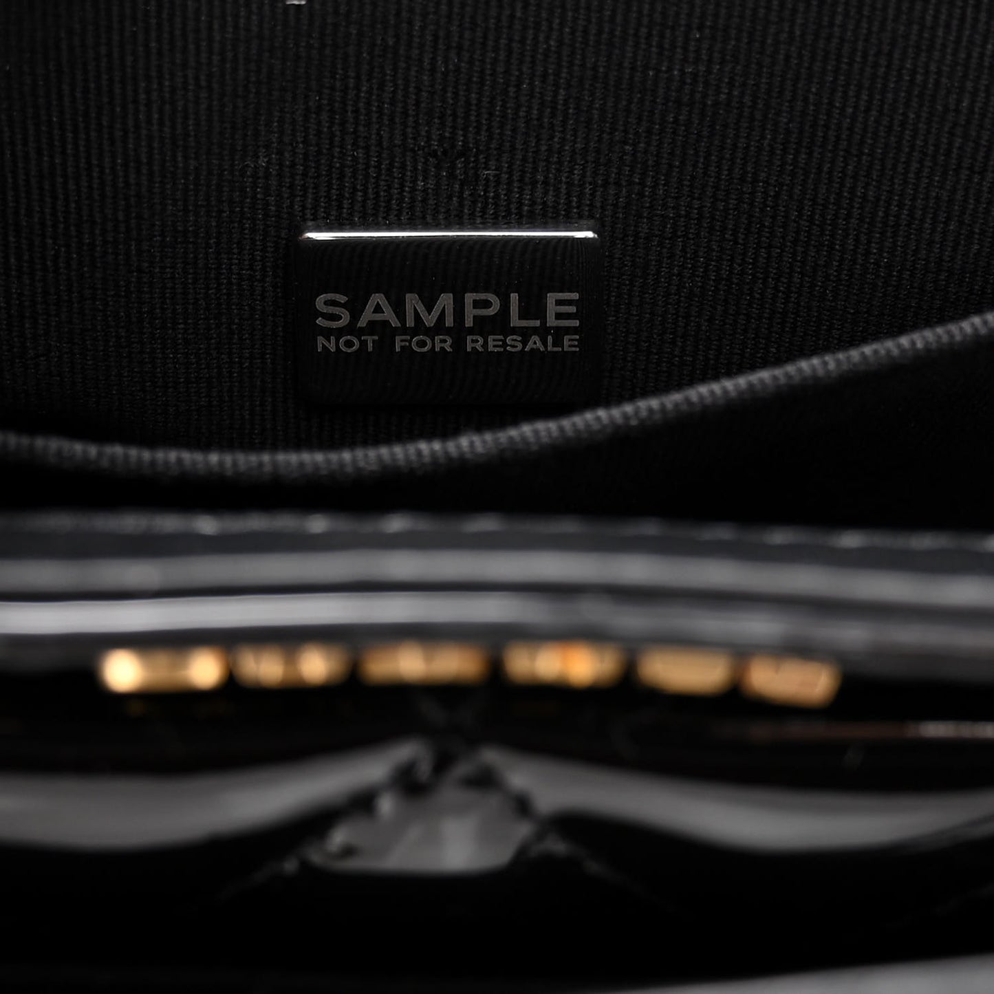 Patent Quilted Graphic Catch Flap Black