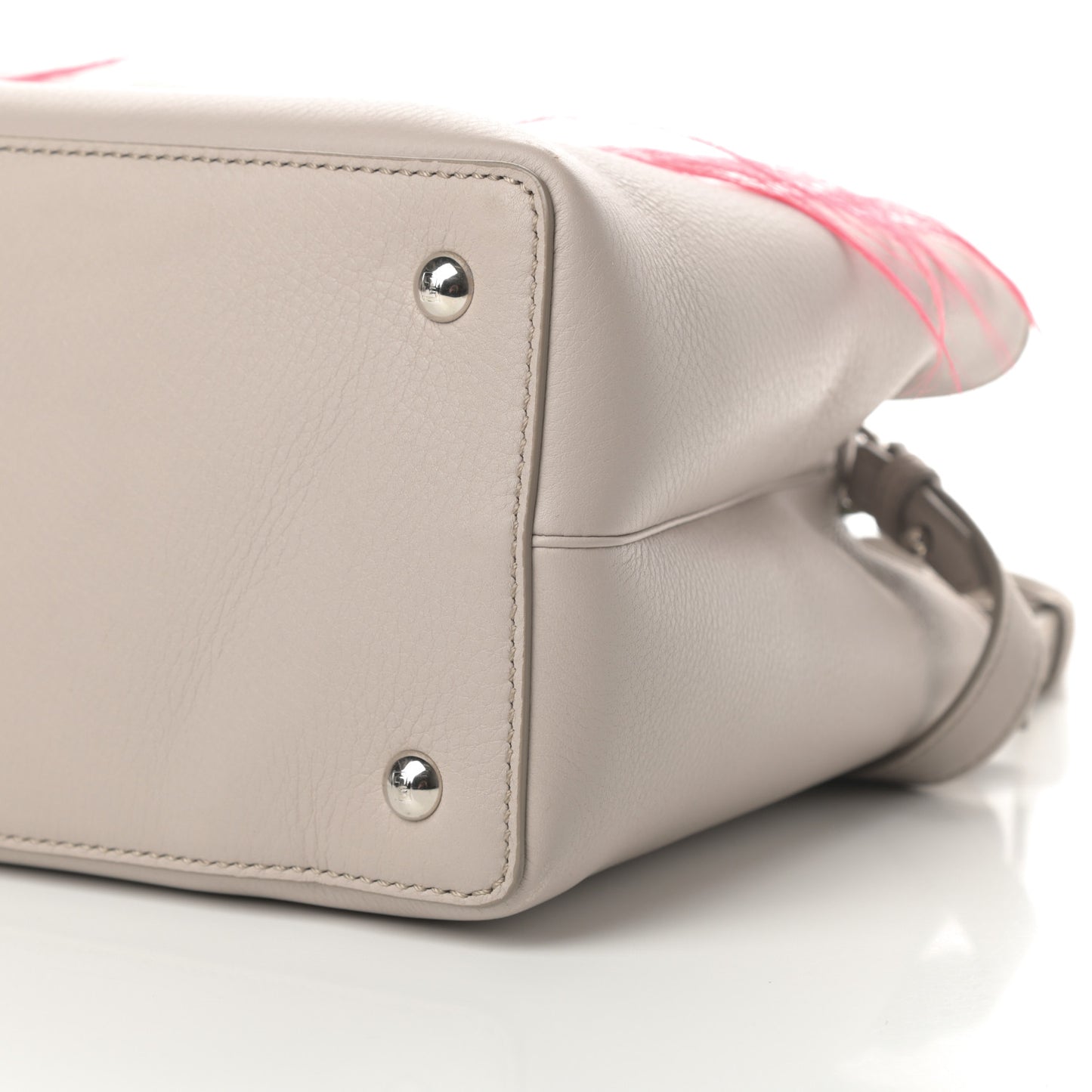 Vitello Dolce Fox Goat Bi-Color Sad Eyes Mirror Charm Petite 2Jours Tote Grigio Polvere Black