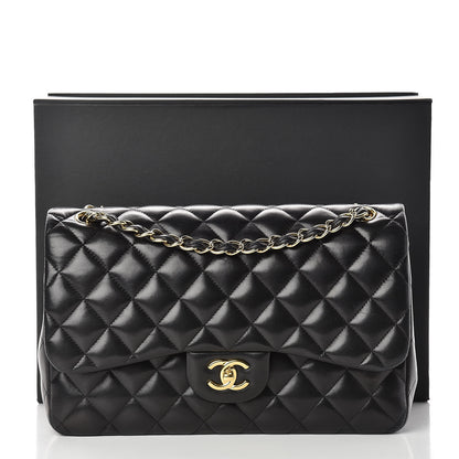 Chanel Lambskin Quilted Jumbo Double Flap Black 22 of 22