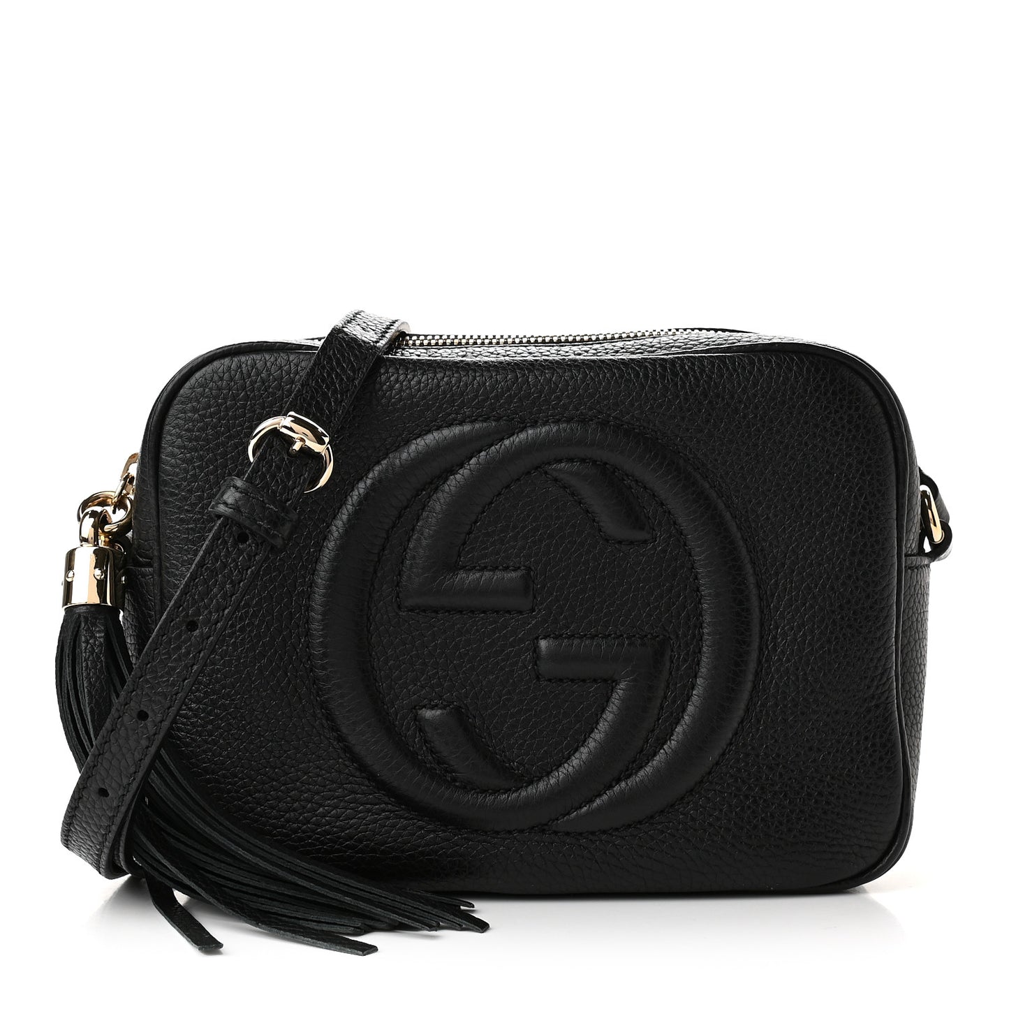 Pebbled Calfskin Small Soho Disco Bag Black