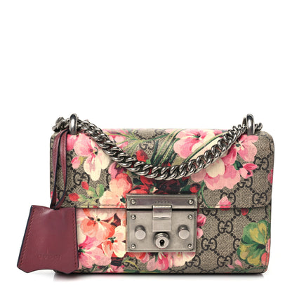 Gucci GG Supreme Monogram Blooms Small Padlock Shoulder Bag Beige Multicolor Dry Rose 1 of 9