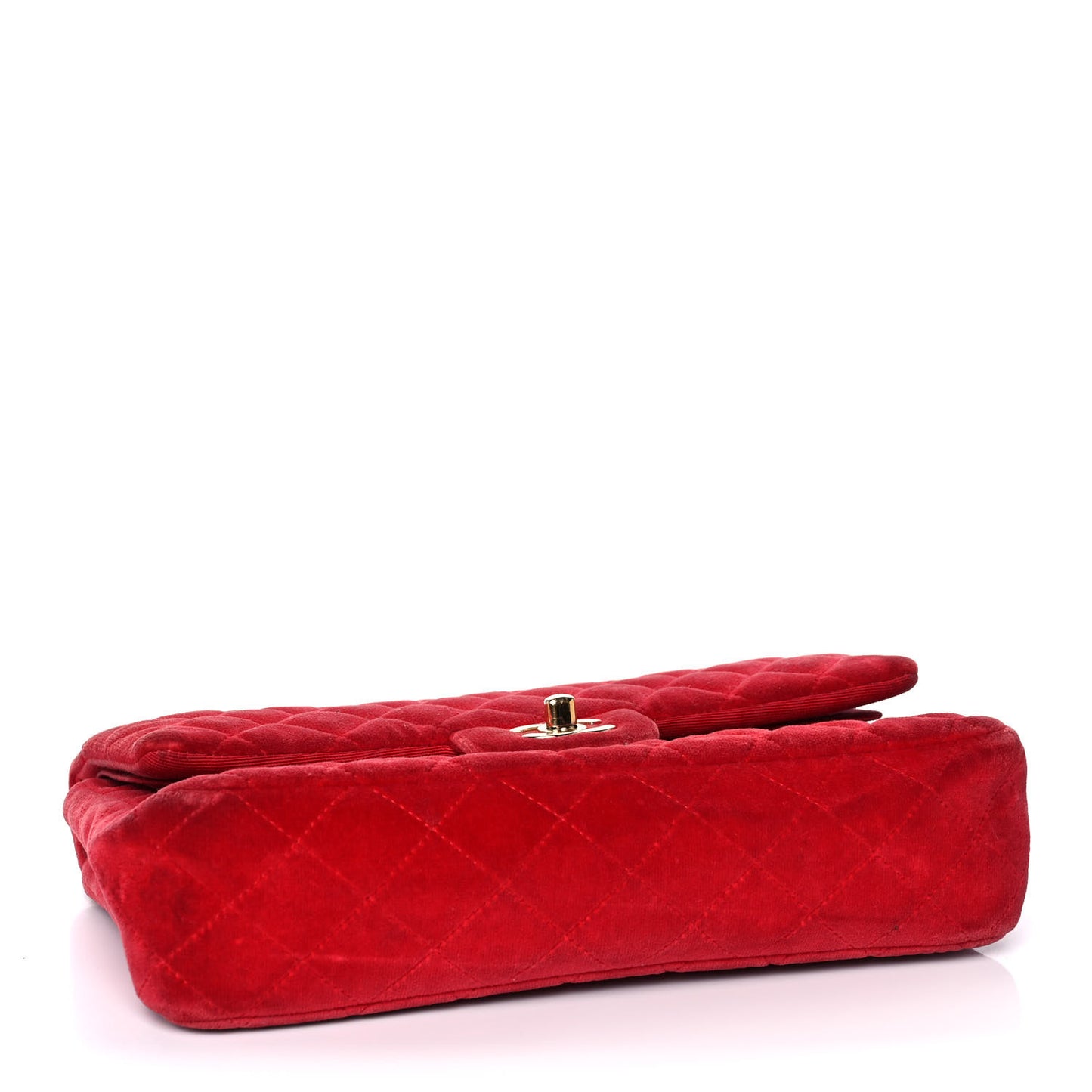 Velvet Quilted Medium Double Flap Red
