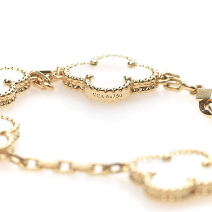Van Cleef & Arpels 18K Yellow Gold Mother of Pearl 5 Motifs Vintage Alhambra Bracelet 5 of 7