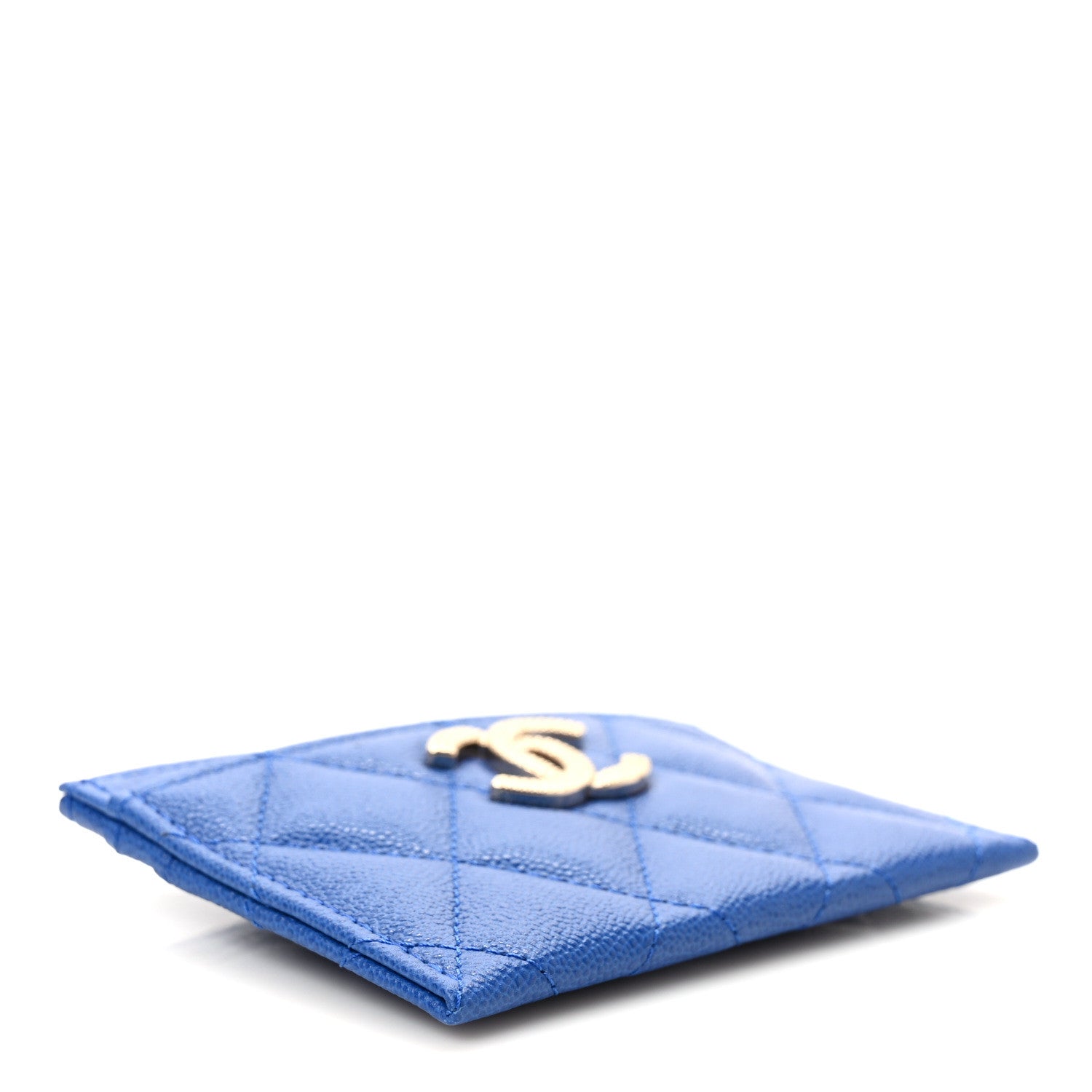 Chanel Caviar Quilted Studded CC Card Holder Blue 4 of 9