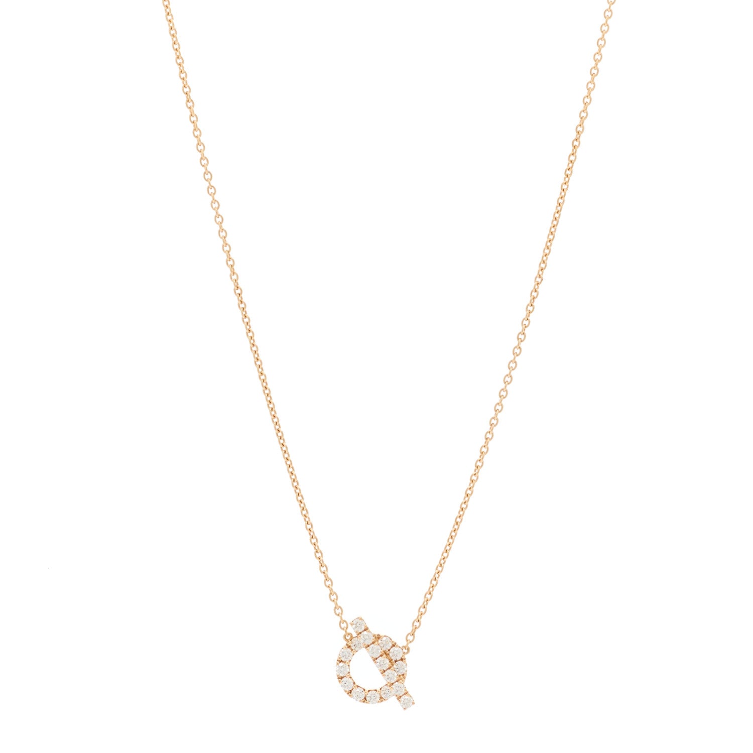 Hermes 18K Rose Gold Diamond Finesse Pendant Necklace 1 of 6