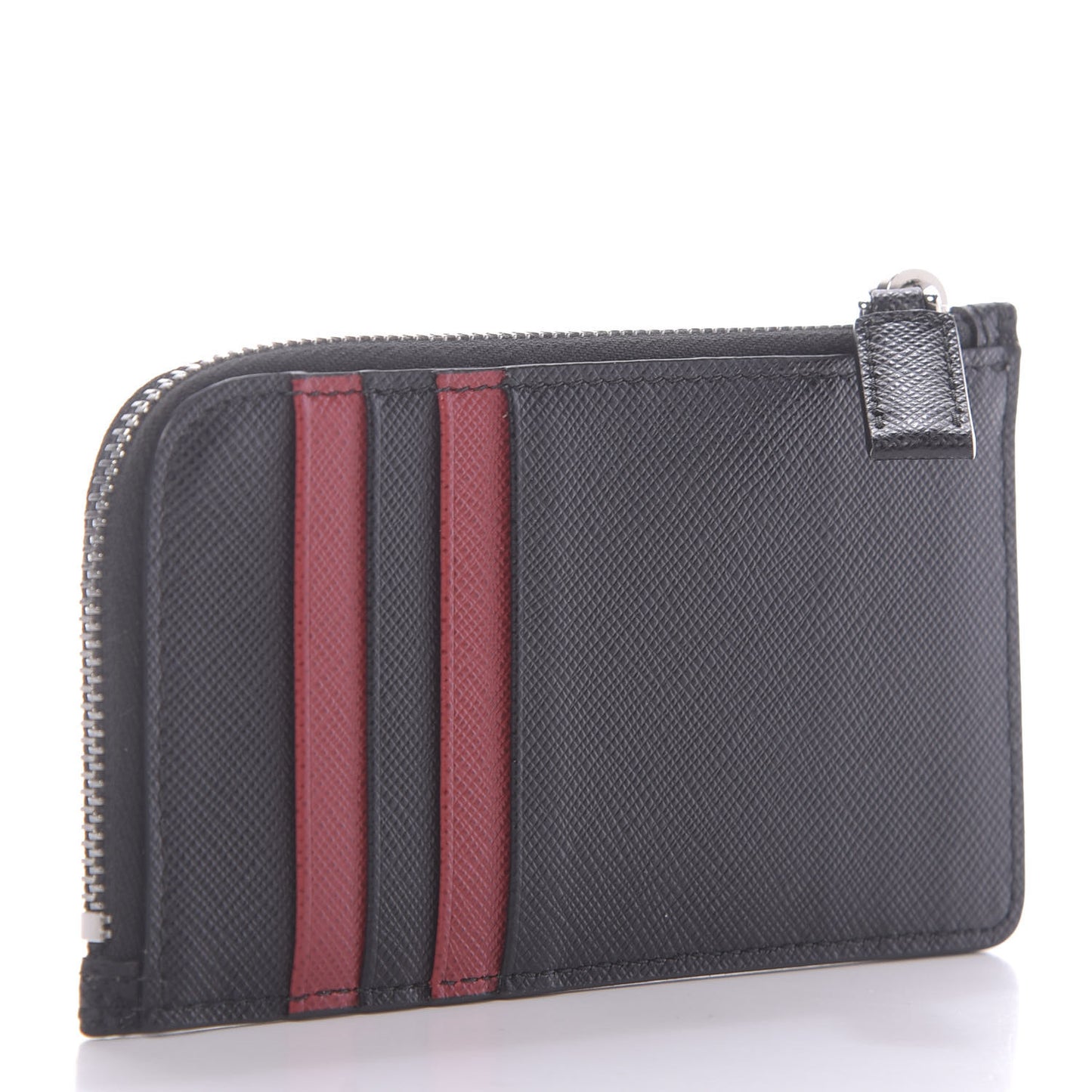 Saffiano Metal Zip Card Holder Black