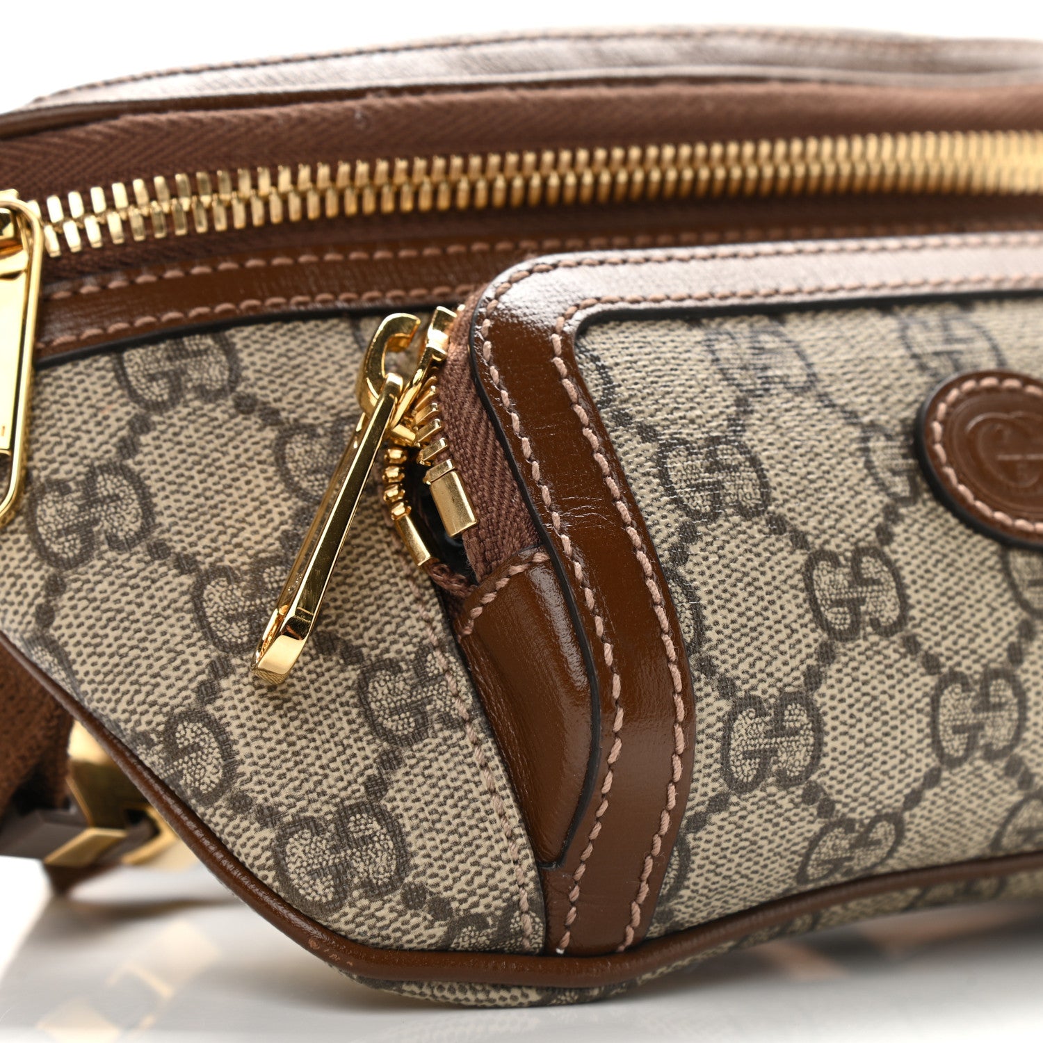Gucci GG Supreme Monogram Textured Calfskin Retro Interlocking G Belt Bag Beige Ebony Brown Sugar 10 of 11