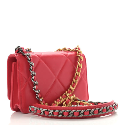 Chanel Goatskin Quilted Chanel 19 Wallet On Chain WOC Red 3 of 15