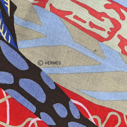 Hermes Cashmere Silk En Liberte Shawl 140 White Parme Orce 4 of 4