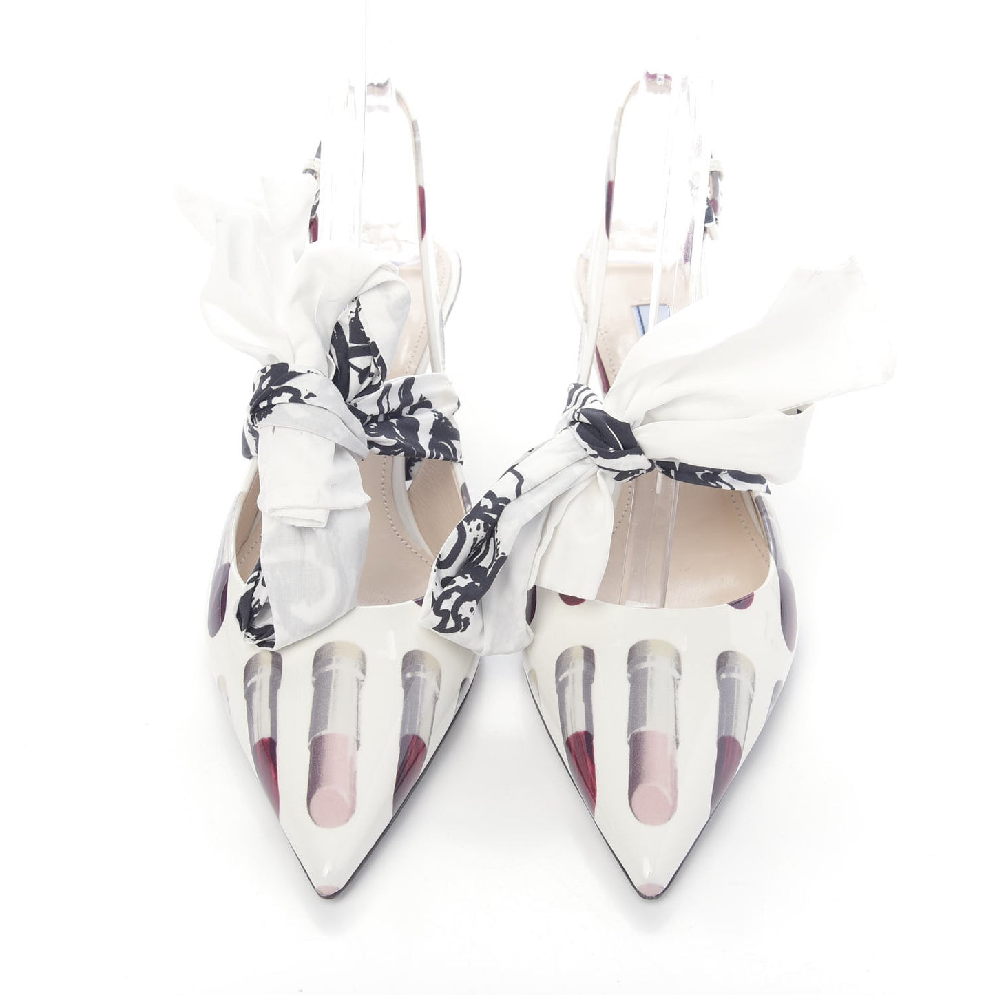 Vernice Stampa 35mm Slingback Pumps 38 White Black