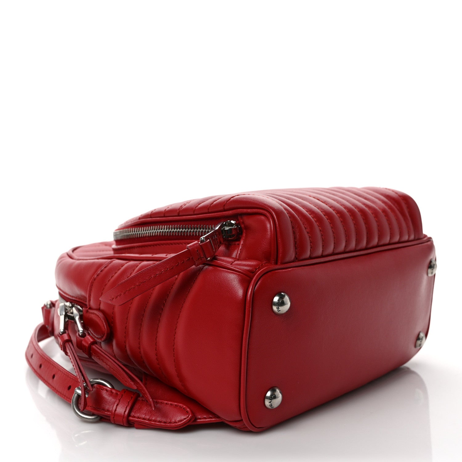Prada Soft Calfskin Impunture Diagramme Day Backpack Fuoco 4 of 10