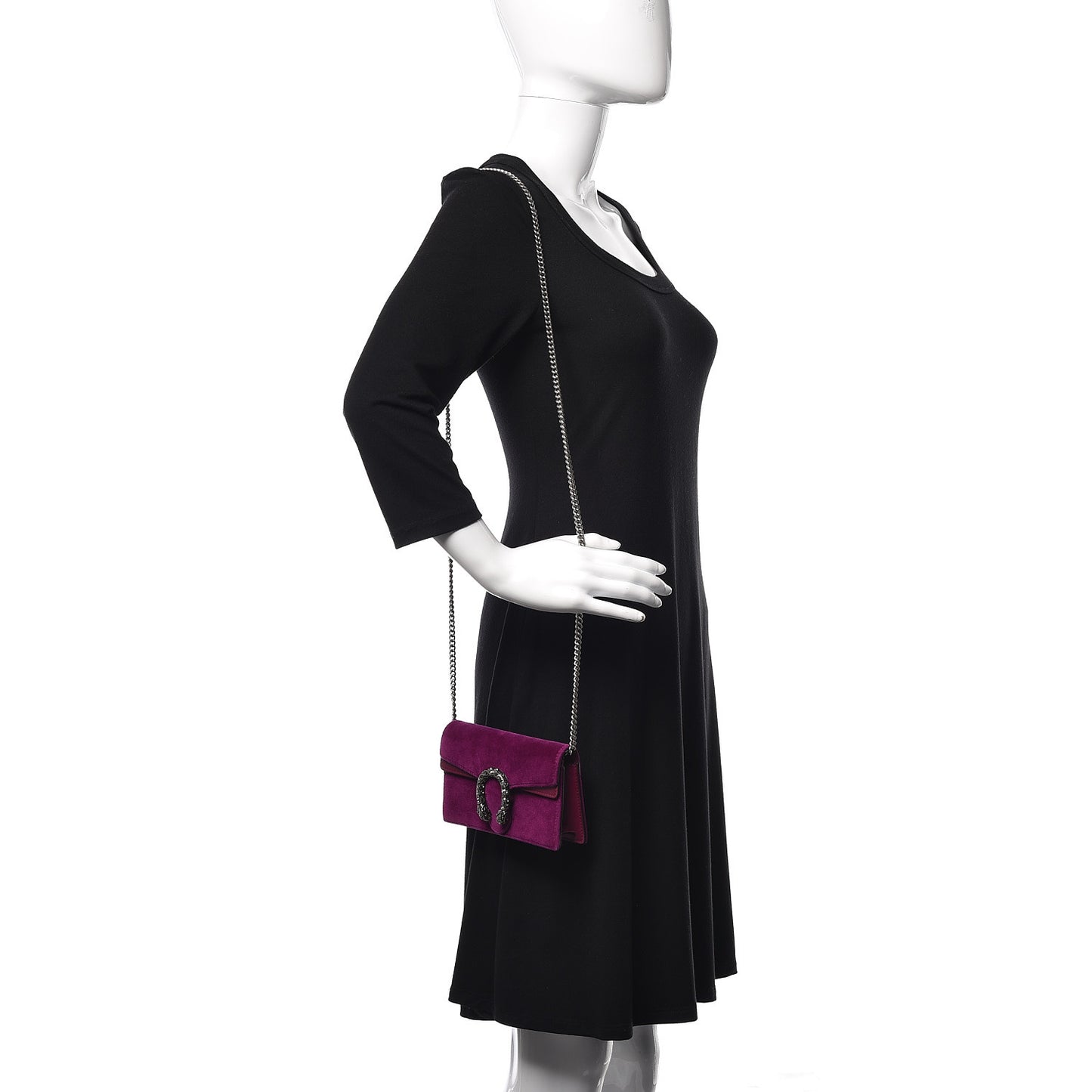 Velvet Super Mini Dionysus Shoulder Bag Fuchsia Violet Cyclamen