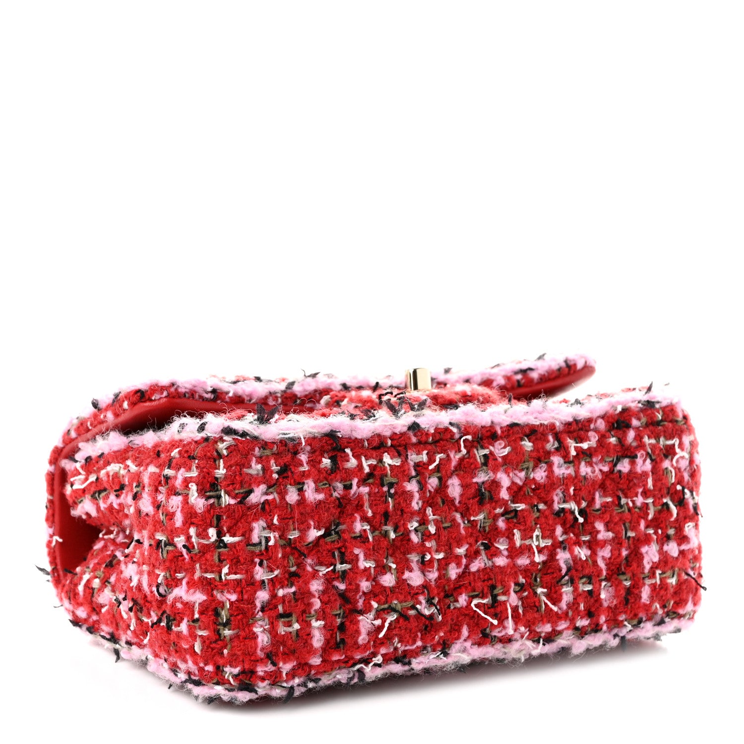 Chanel Tweed Quilted Mini Rectangular Flap Red Pink Multicolor 4 of 10