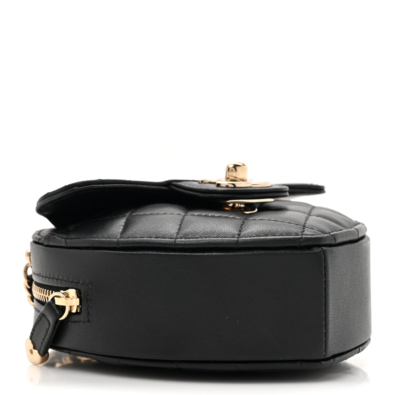 Chanel Lambskin Quilted CC In Love Heart Clutch With Chain Black 4 of 10