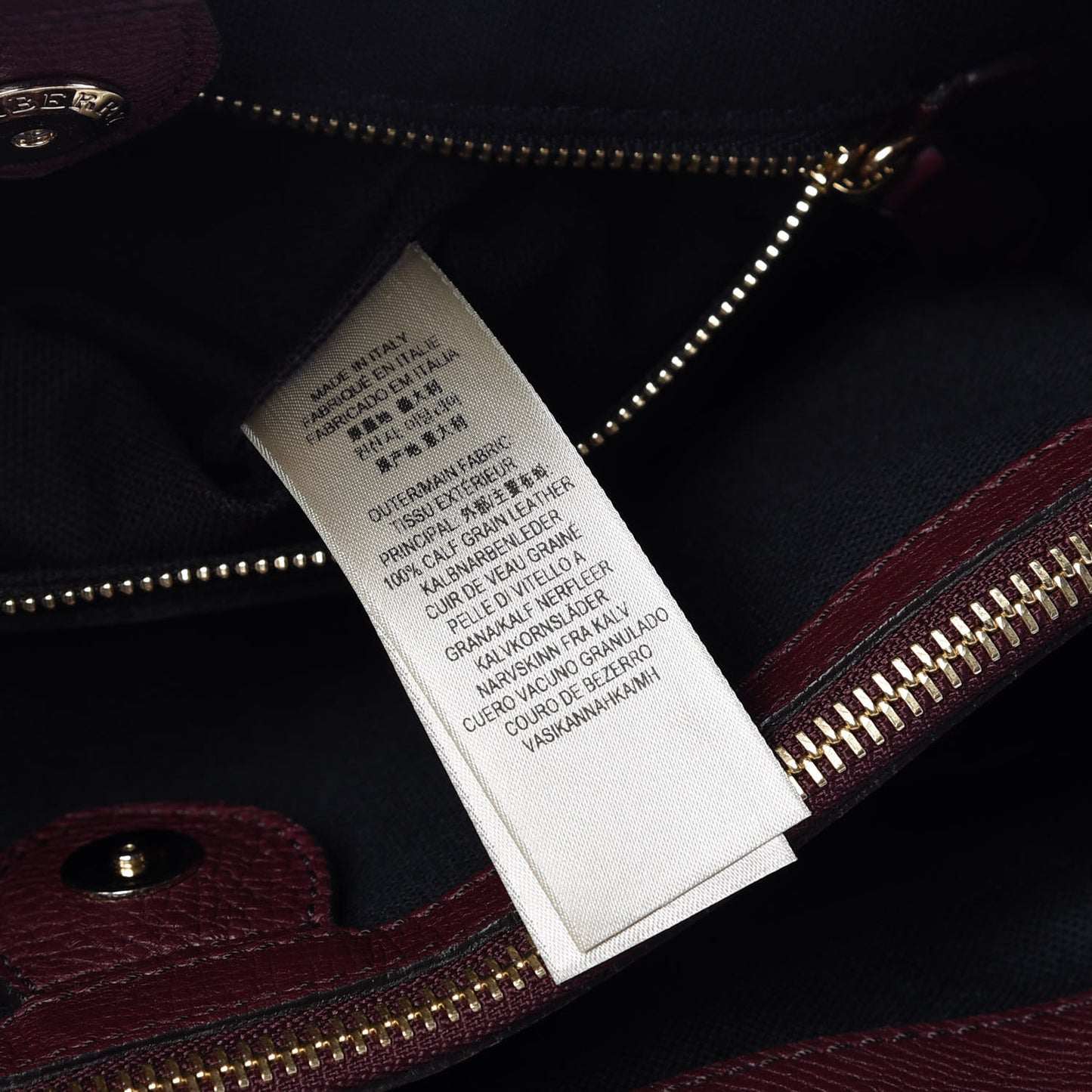 Grainy Calfskin House Check Medium Banner Tote Mahogany Red