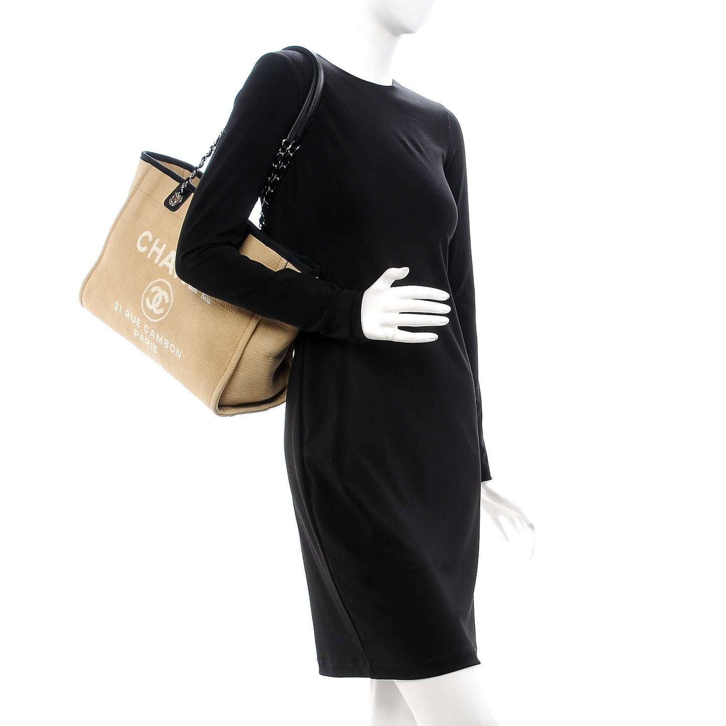 Canvas Small Deauville Tote Beige Black