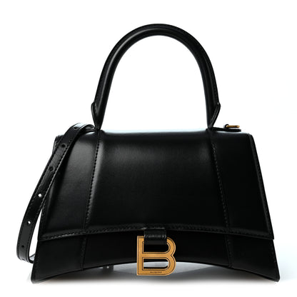 Balenciaga Shiny Box Calfskin Small Hourglass Top Handle Bag Black 1 of 8