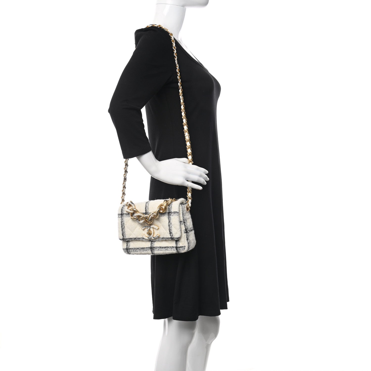 Chanel Wool Tweed Quilted Small Elegant Chain Flap White 2 of 11