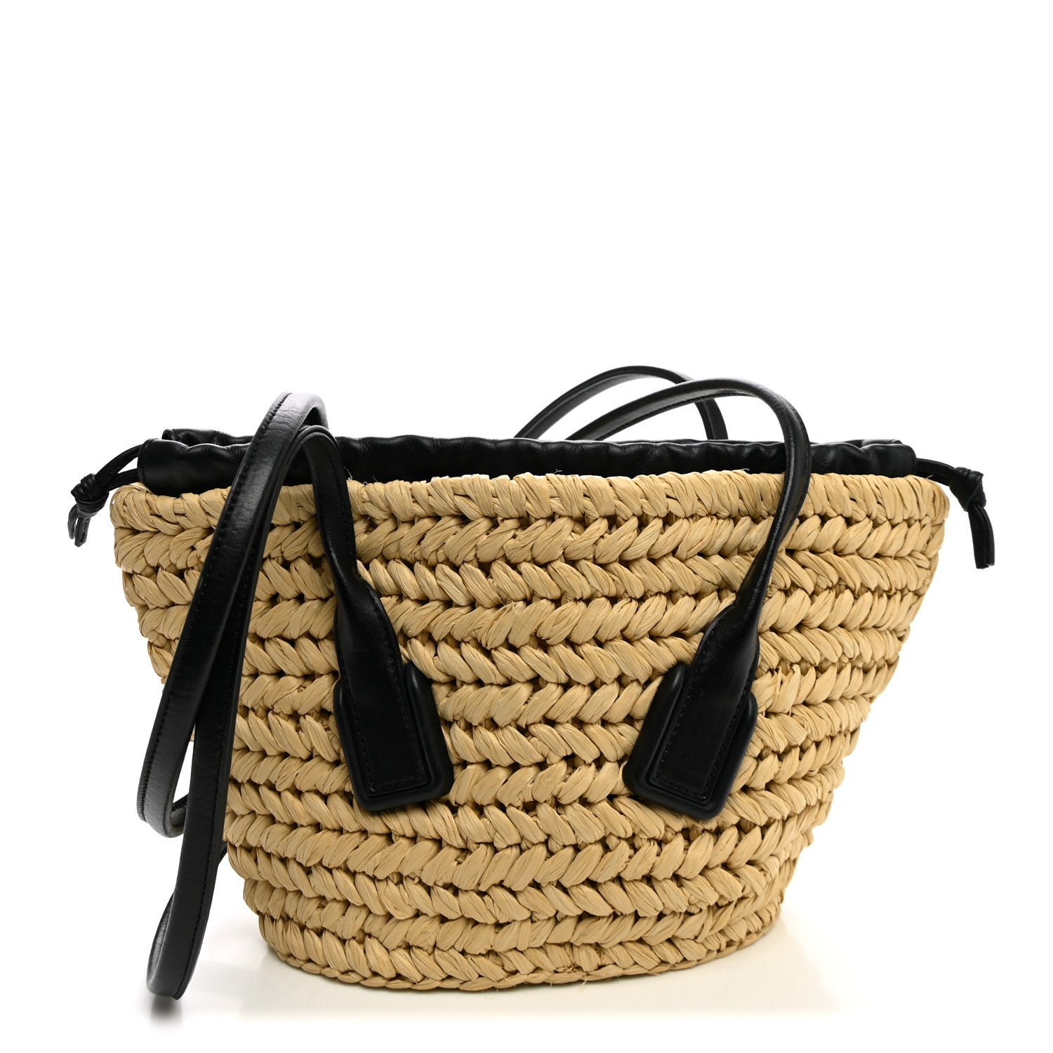 Bottega Veneta Raffia Calfskin Small Arco Basket Black 1 of 9