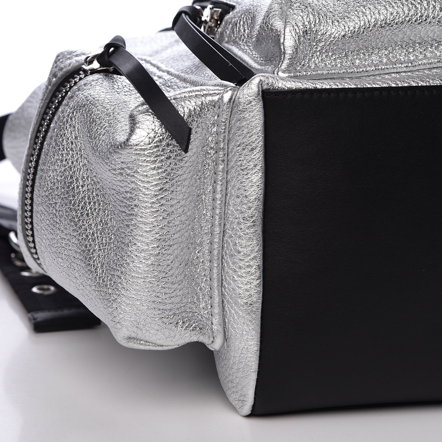 Metallic Deerskin Medium Rucksack Backpack Silver
