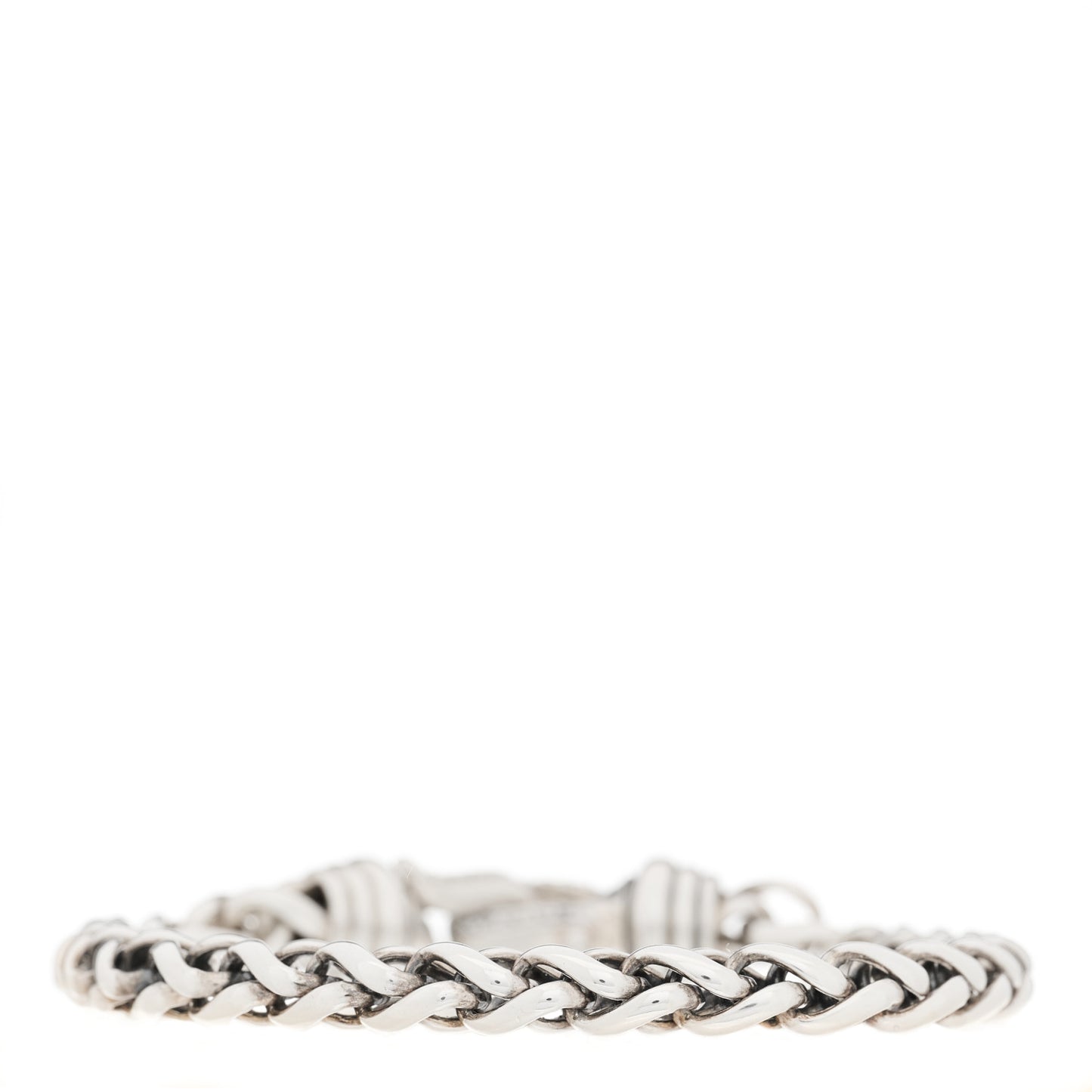 Sterling Silver Diamond 6mm Buckle Wheat Chain Bracelet