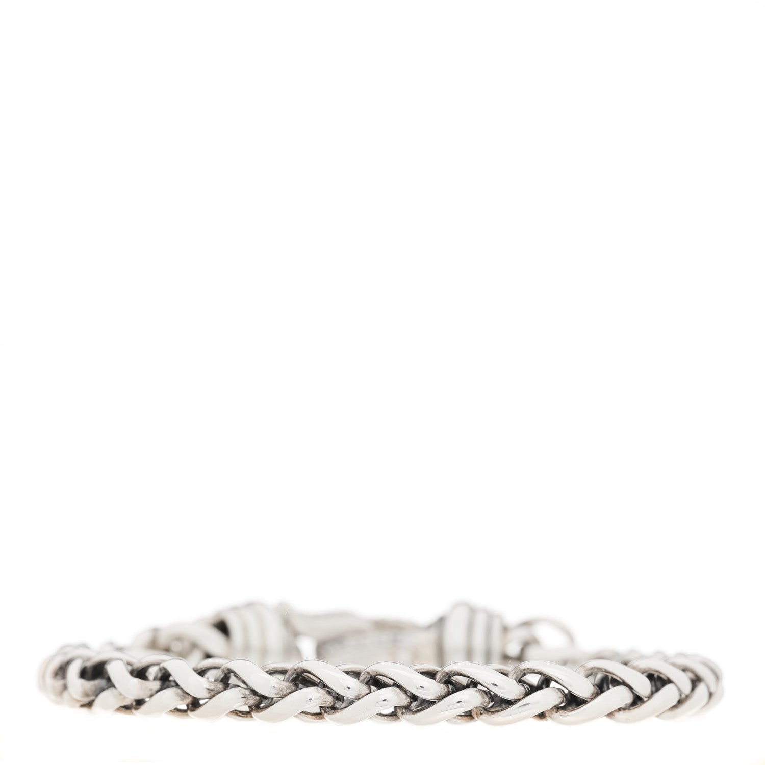 David Yurman Sterling Silver Diamond 6mm Buckle Wheat Chain Bracelet 2 of 3