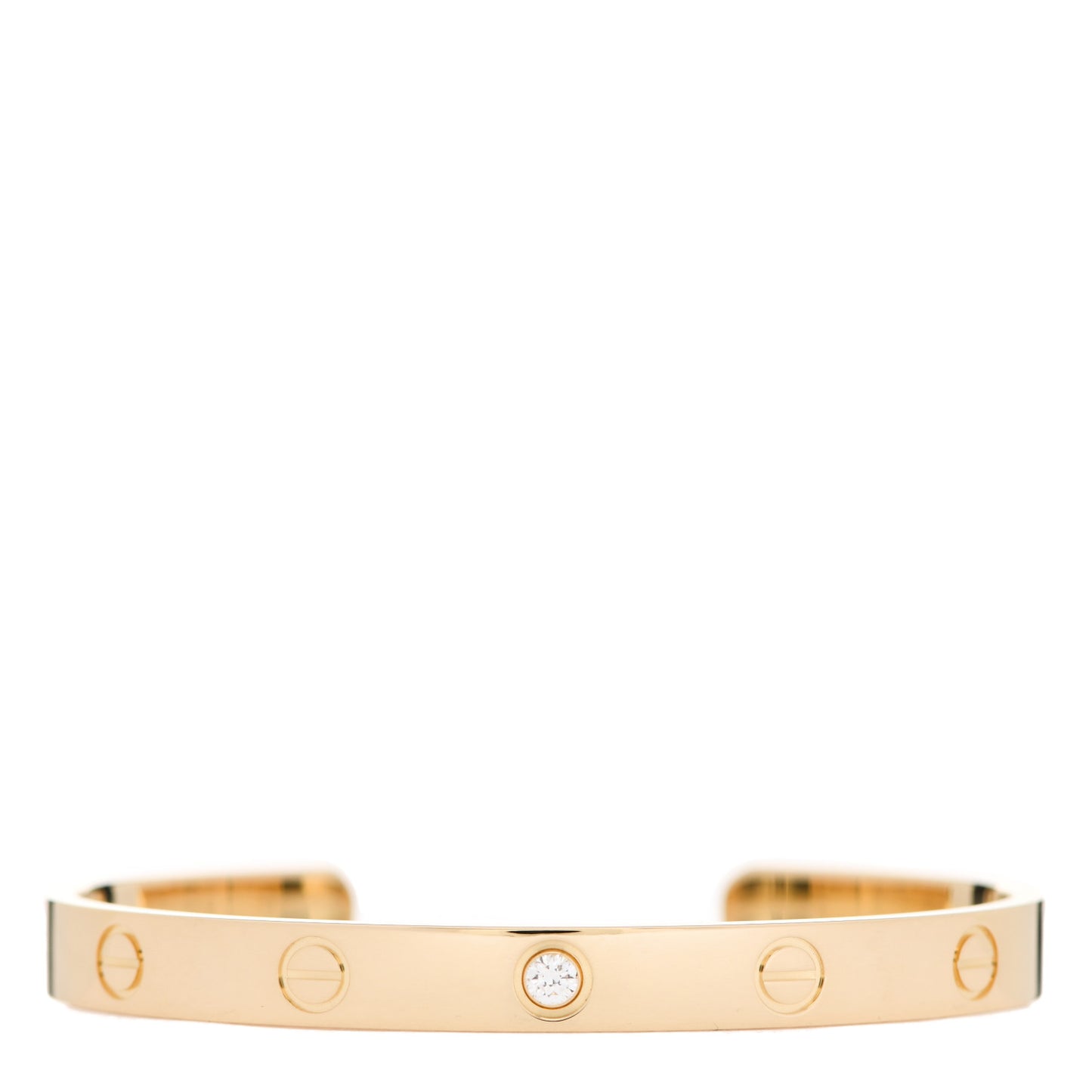 18K Yellow Gold 1 Diamond LOVE Cuff Bracelet 17