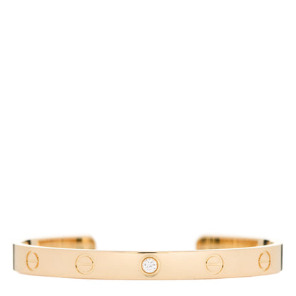 Cartier 18K Yellow Gold 1 Diamond LOVE Cuff Bracelet 17 1 of 4