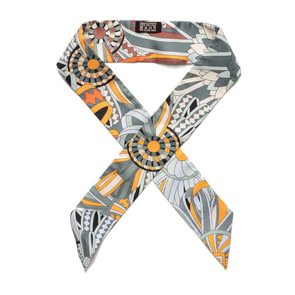 Hermes Silk Les Flots Du Cheval Twilly Argile Jaune D'Or Orange 1 of 5