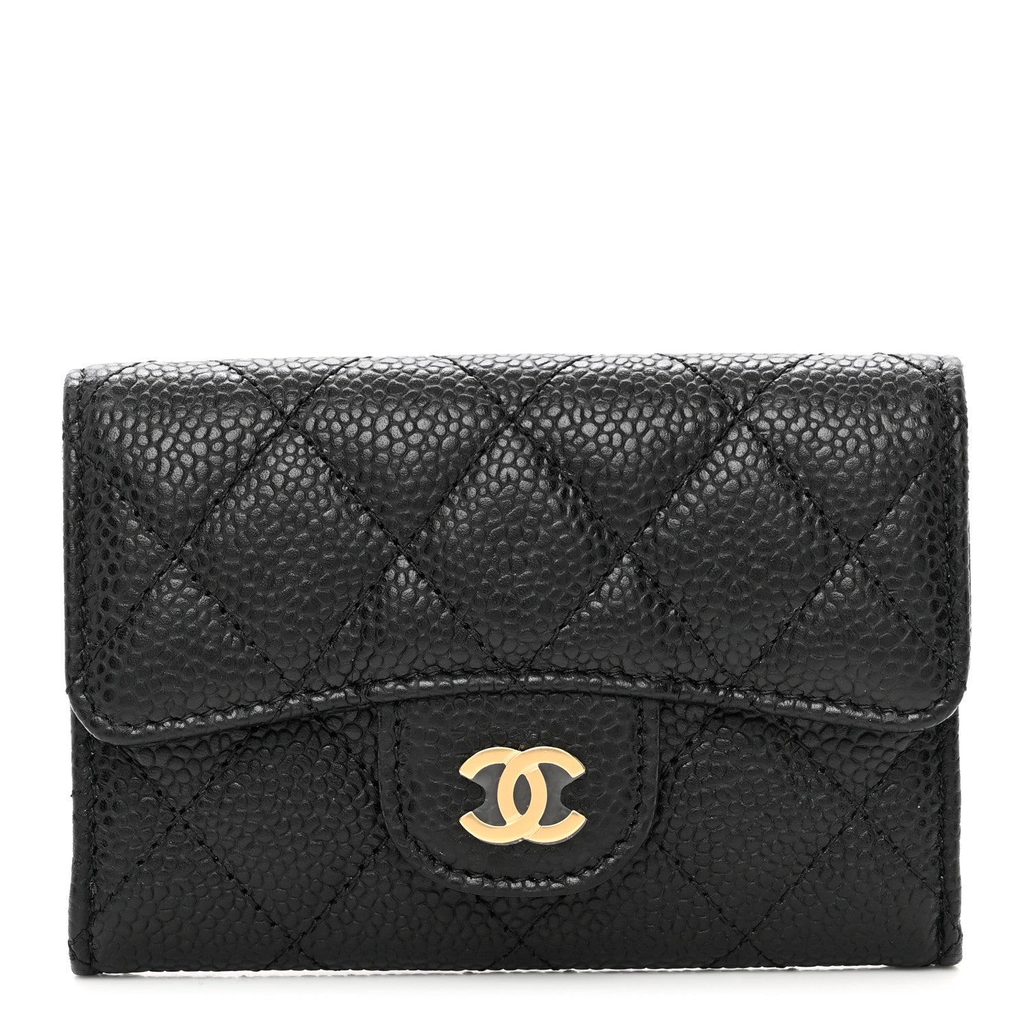 Chanel Caviar Quilted Flap Card Holder Wallet Black 1 of 9