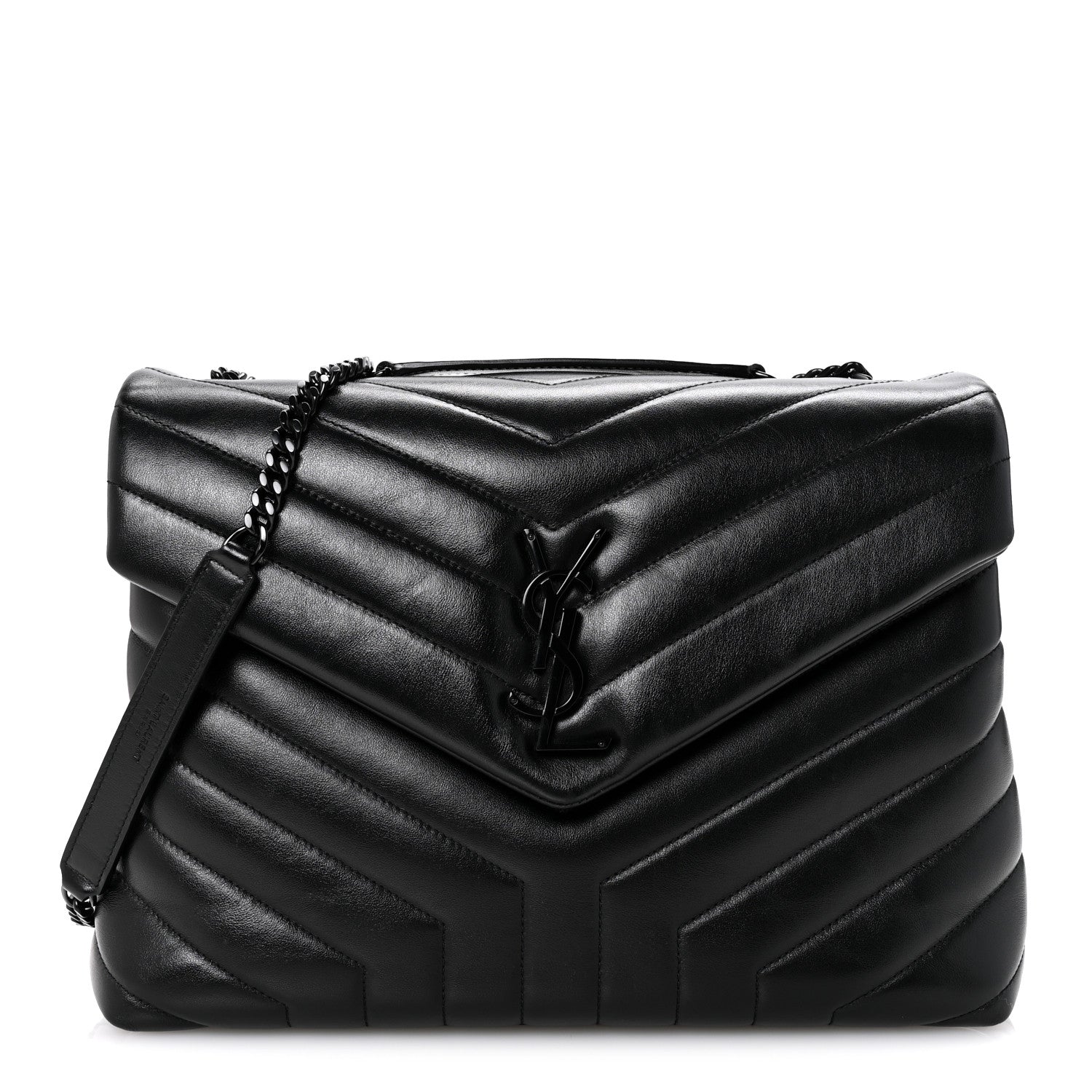 Saint Laurent Calfskin Y Quilted Monogram Monochrome Medium Loulou Chain Satchel Black 1 of 12
