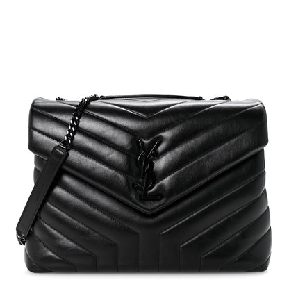 Saint Laurent Calfskin Y Quilted Monogram Monochrome Medium Loulou Chain Satchel Black 1 of 12
