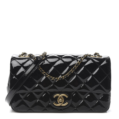 Chanel Patent Goatskin Quilted Medium CC Eyelet Flap Black 1 of 11