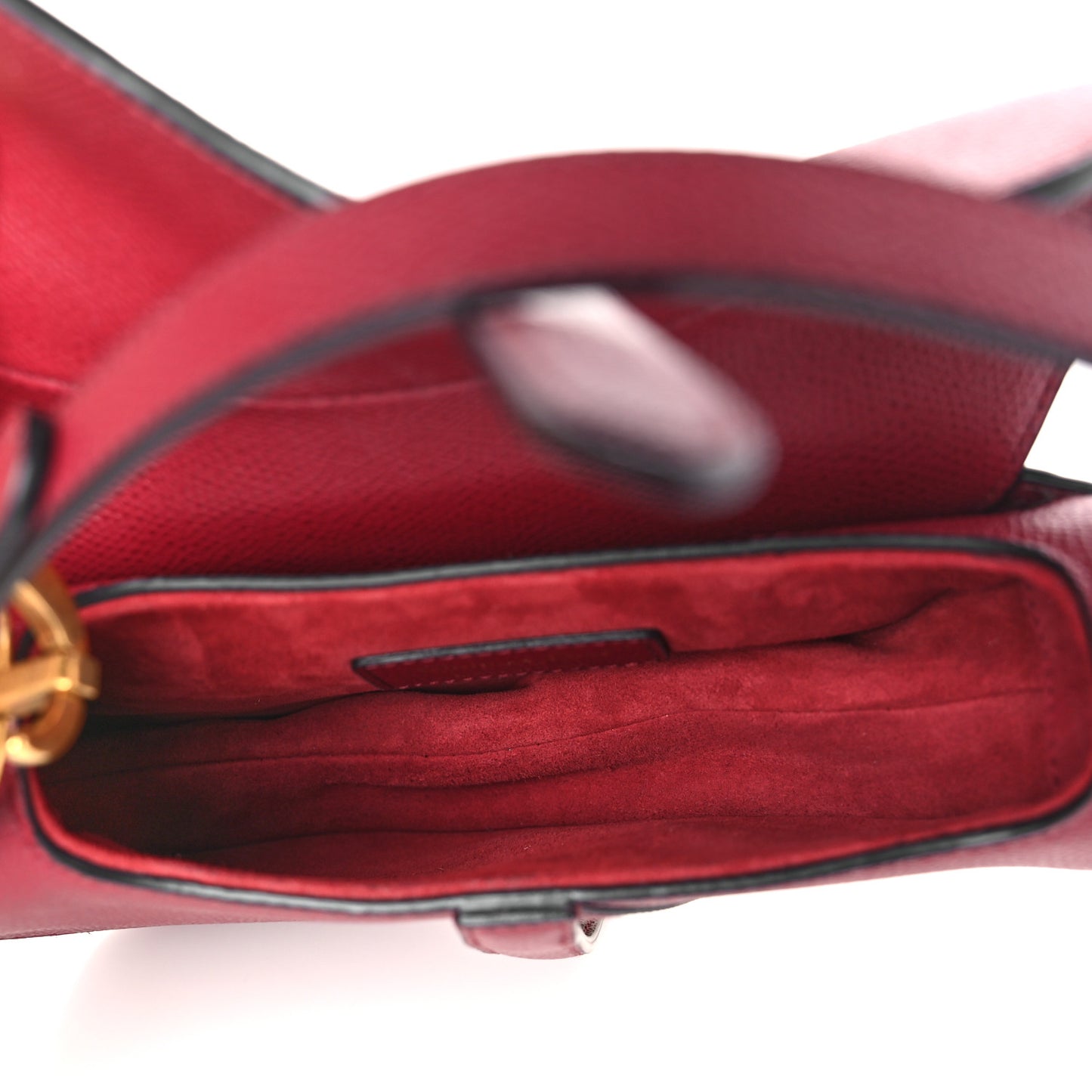 Grained Calfskin Mini Saddle Bag Red