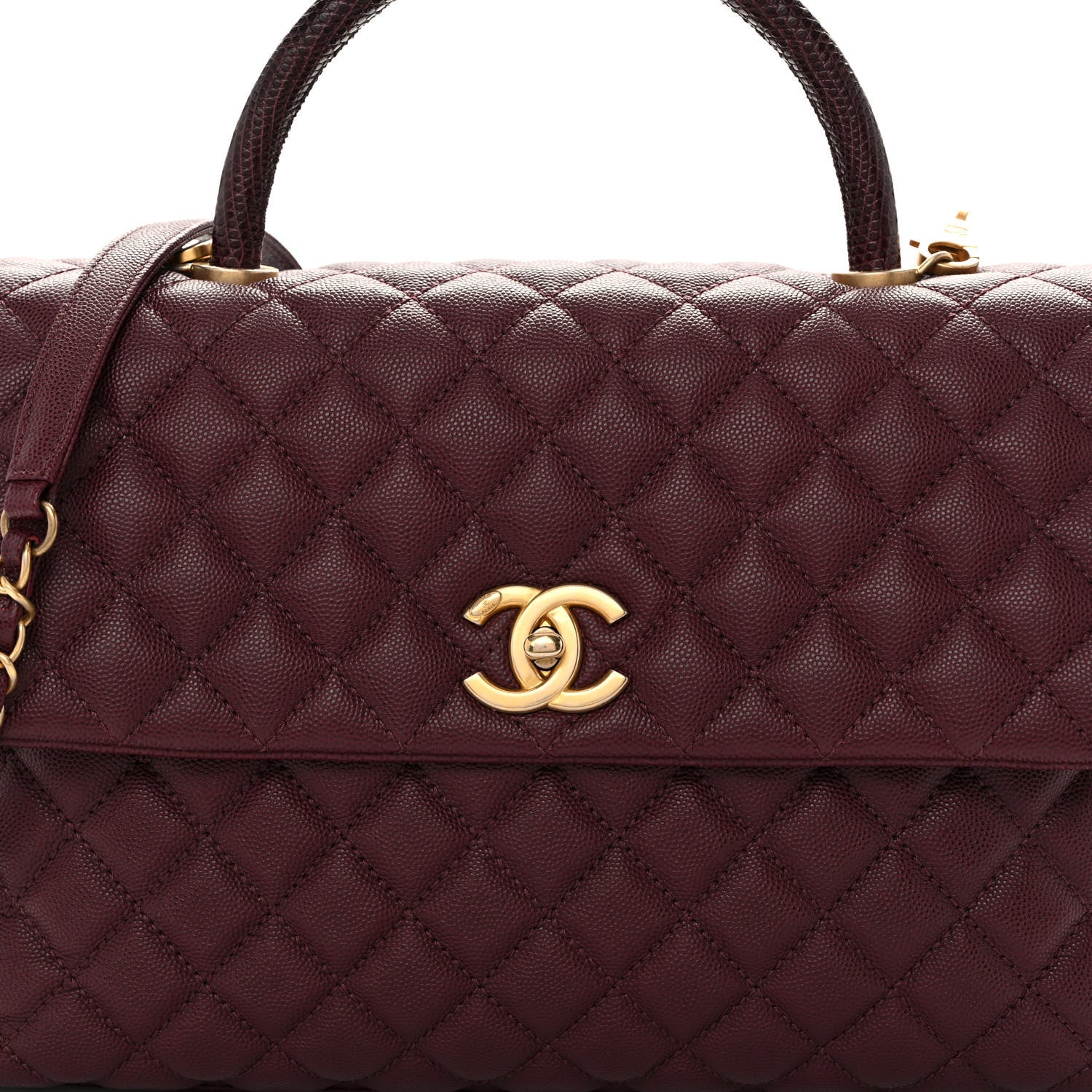 Chanel Caviar Lizard Quilted Medium Coco Handle Flap Burgundy 8 of 11