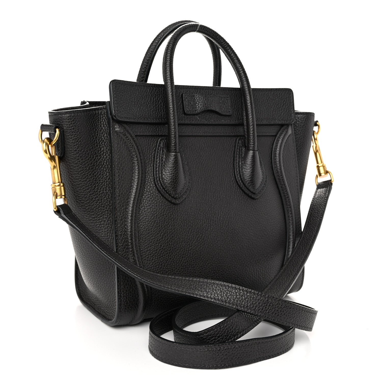 Celine Drummed Calfskin Nano Luggage Liquorice 3 of 10