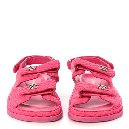 Chanel Knit Fabric Velcro Dad Sandals 40 Pink 2 of 11
