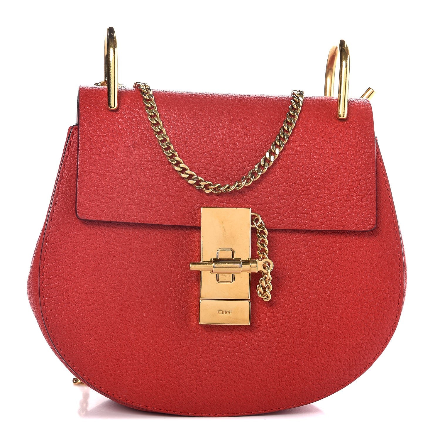 Chloe Grained Lambskin Mini Drew Shoulder Bag Plaid Red 1 of 7