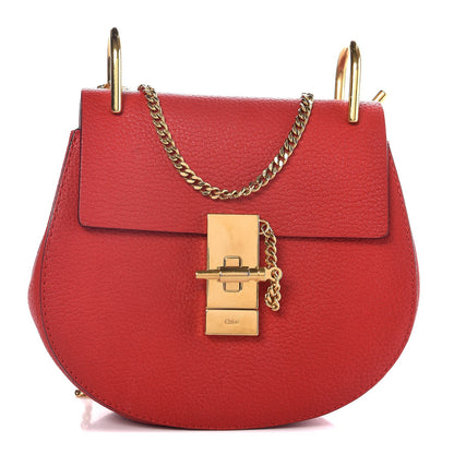 Chloe Grained Lambskin Mini Drew Shoulder Bag Plaid Red 1 of 7