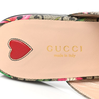 Gucci GG Supreme Monogram Flora Womens Princetown Slippers 40 Beige Ebony Multicolor Rosso 7 of 8