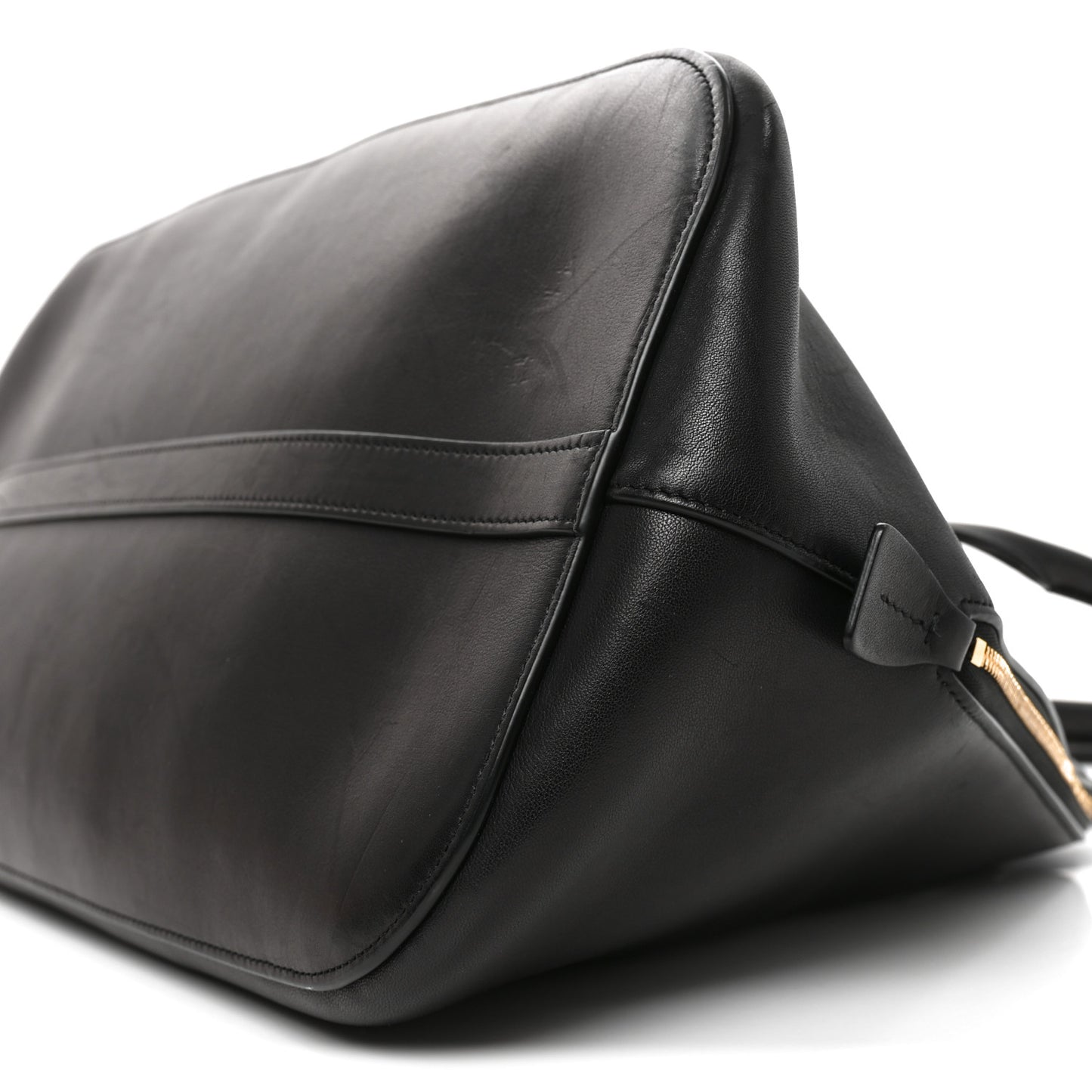 Polished Saddle Calfskin Large Devon Bag Black