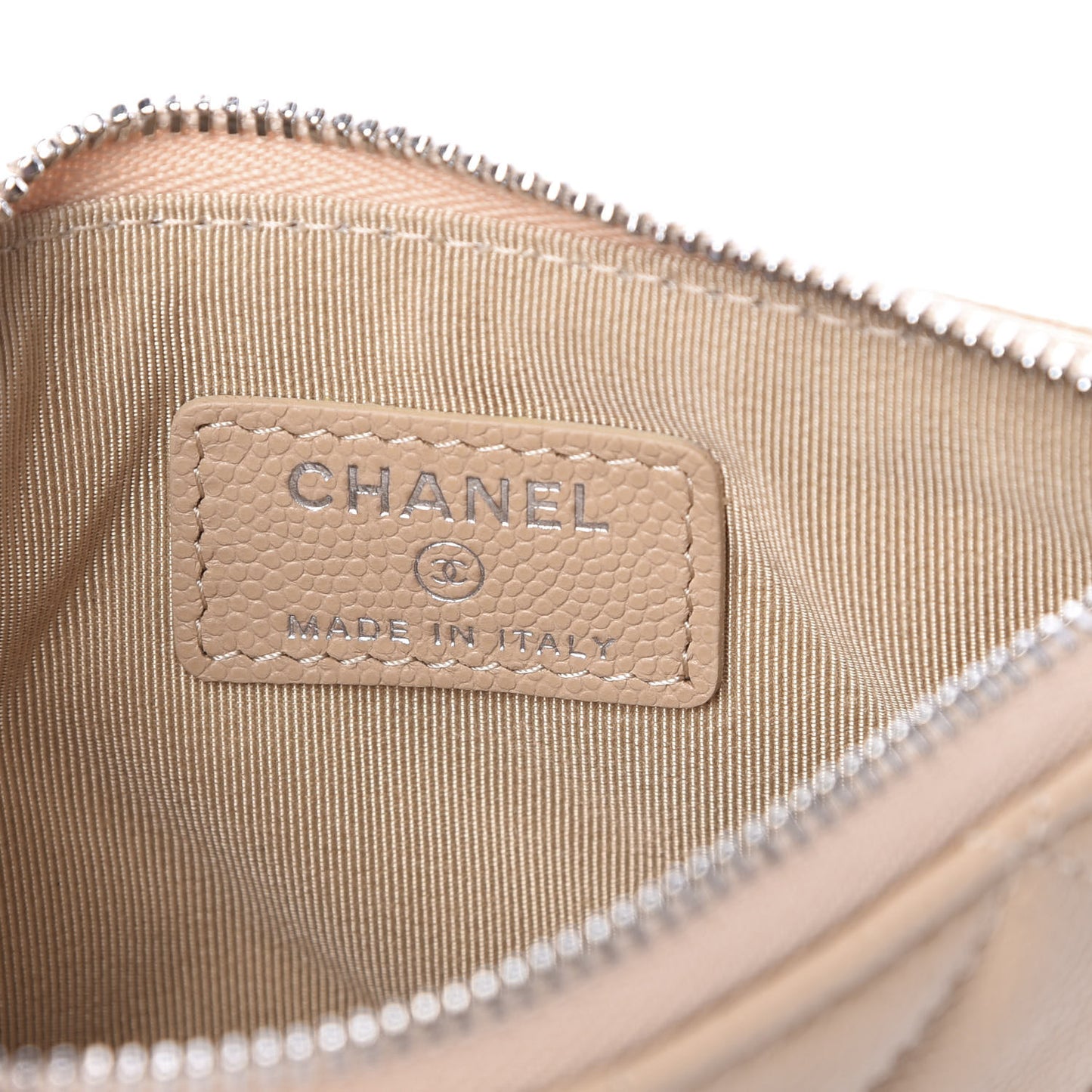 Caviar Quilted Small Cosmetic Case Beige