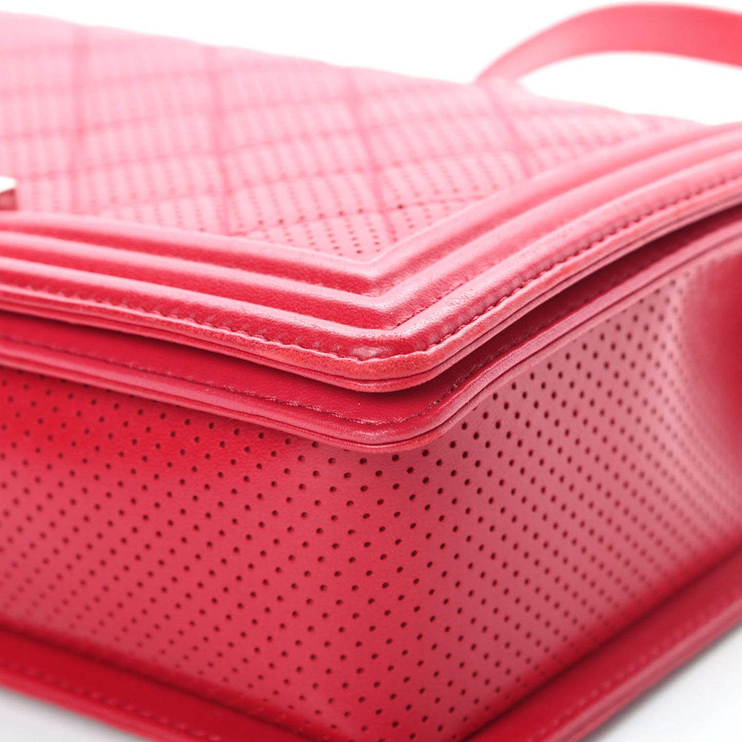 Perforated Lambskin Quilted New Medium Boy Flap Dark Pink