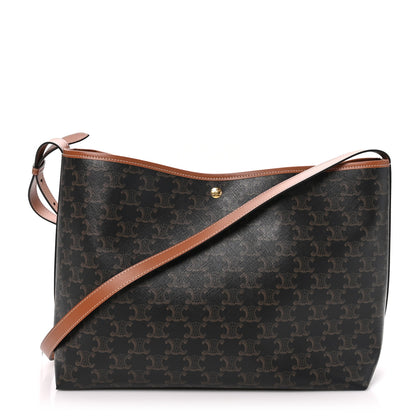 Celine Triomphe Canvas Calfskin Shopper Tote Tan 1 of 9