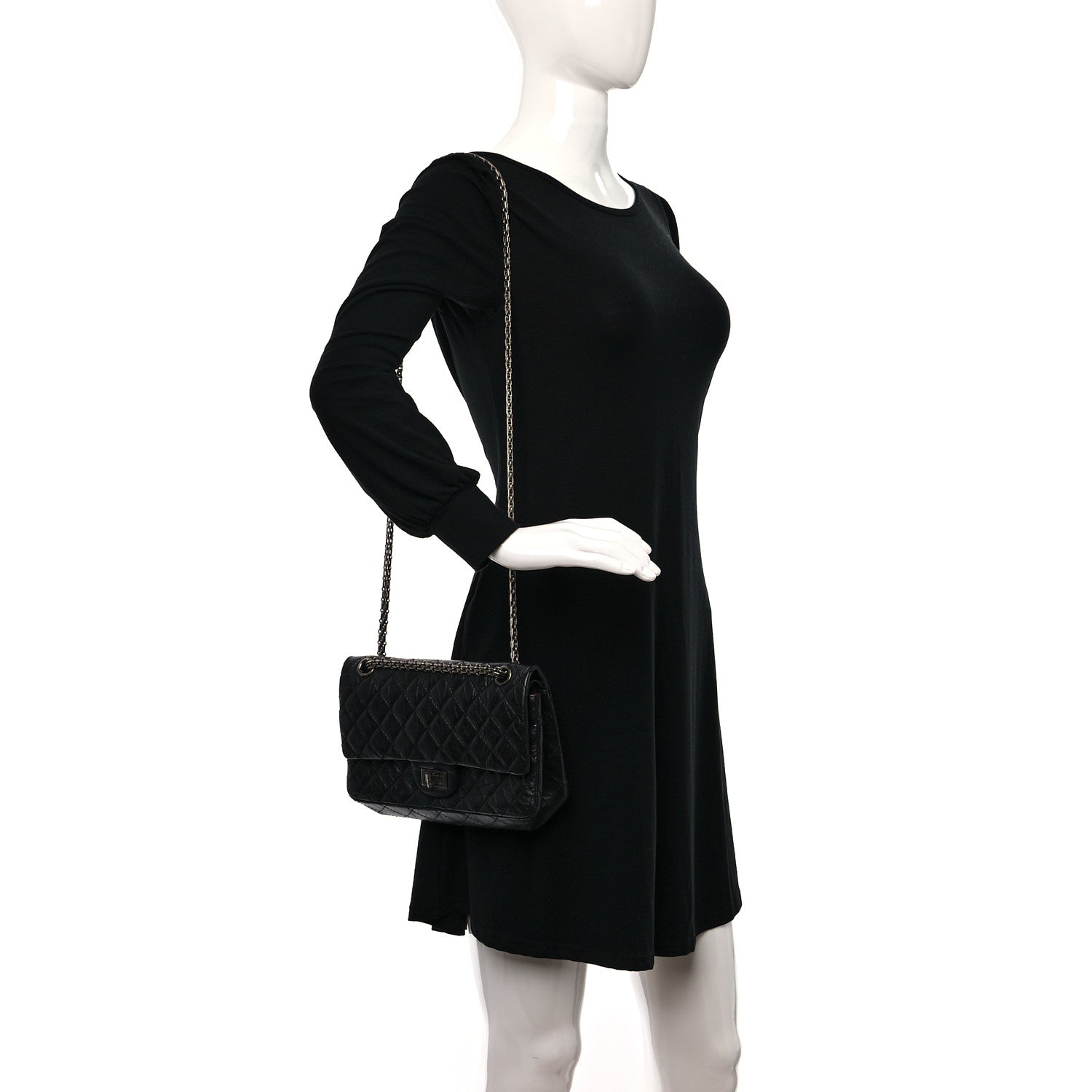 Chanel Aged Calfskin Quilted 2.55 Reissue 225 Flap Black 2 of 9